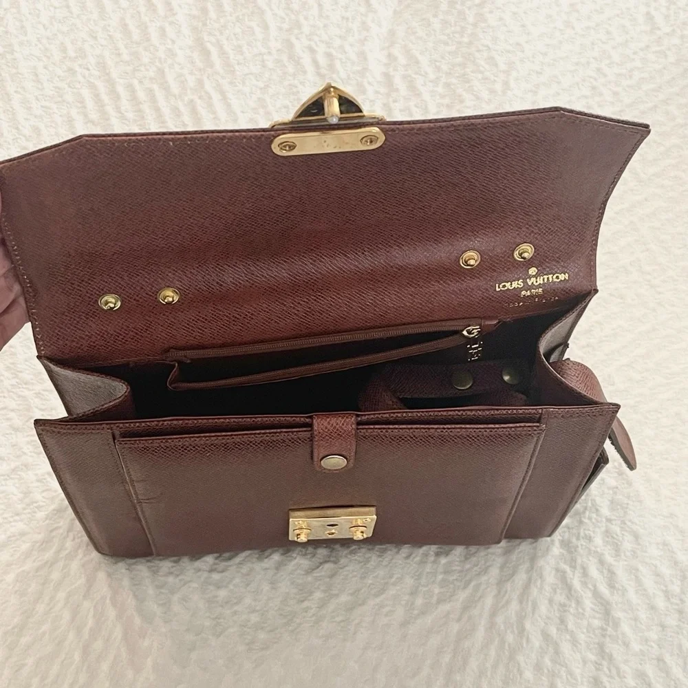 Elegant Brown Mini Briefcase Bag